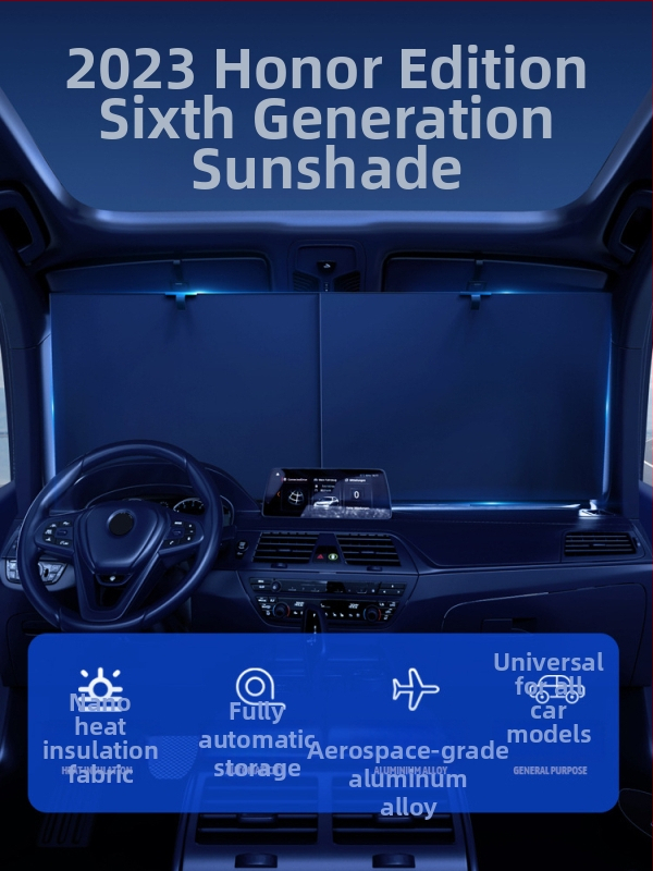 Автомобилна слънцезащитна щора за предното стъкло, телескопичен монтаж, алуминиева сплав, универсално приложение, тегло 0,7 кг