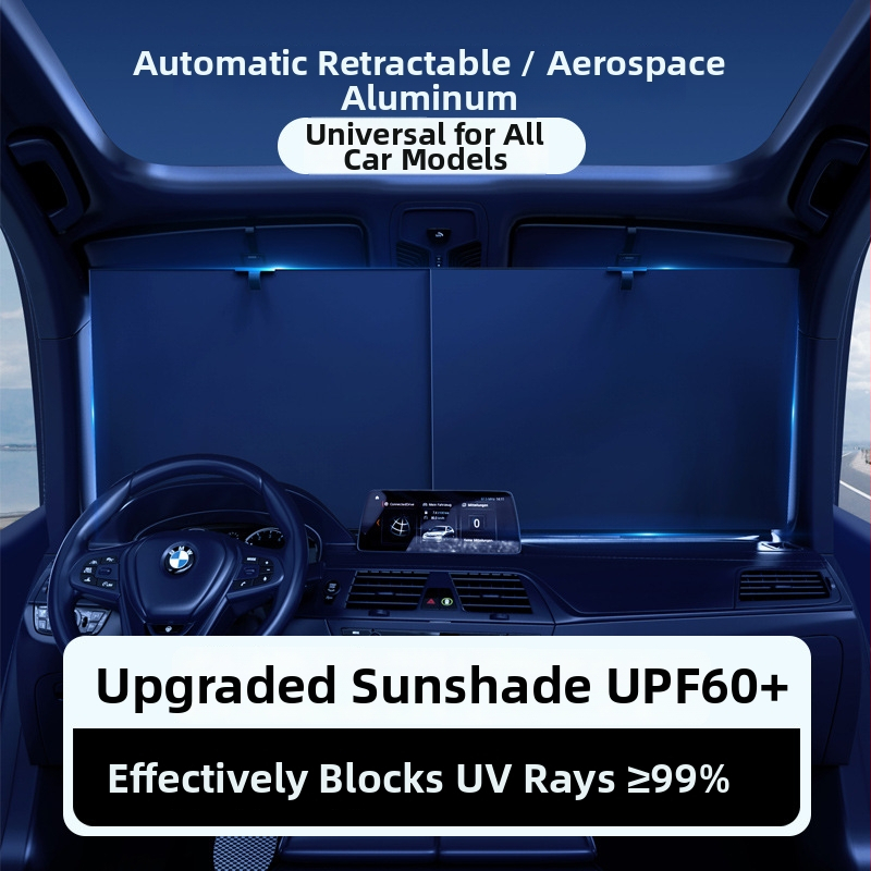 Автомобилна слънцезащитна щора за предното стъкло, телескопичен монтаж, алуминиева сплав, универсално приложение, тегло 0,7 кг