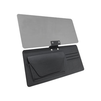 Автомобилен слънцезащитен визор с антиблясък леща и съхранение – кожа + поликарбонат, универсален монтаж, възможност за печат на лого