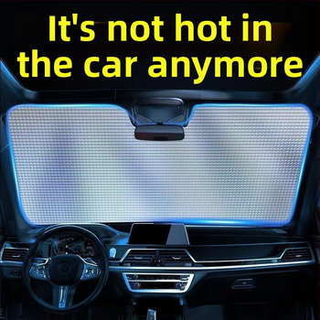 Автомобилен слънцезащитен щит за предното стъкло, алуминиево фолио, универсален, монтаж с вакуумни чашки