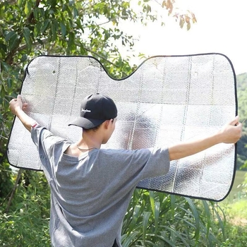 Автомобилен слънцезащитен щит за предното стъкло, алуминиево фолио, универсален, монтаж с вакуумни чашки