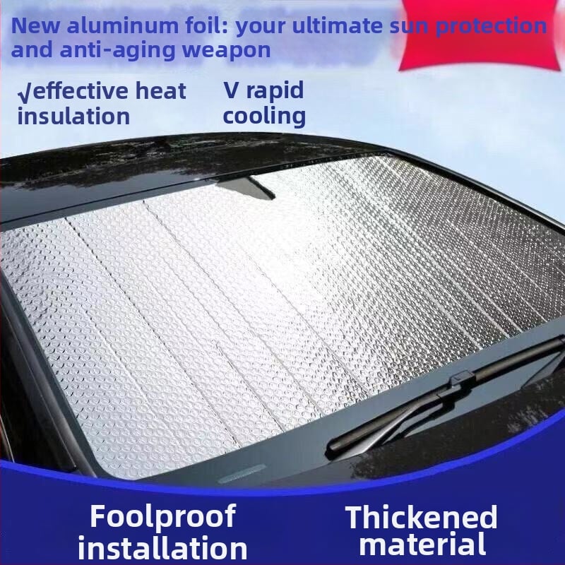 Автомобилен слънцезащитен щит за предното стъкло, алуминиево фолио, универсален, монтаж с вакуумни чашки