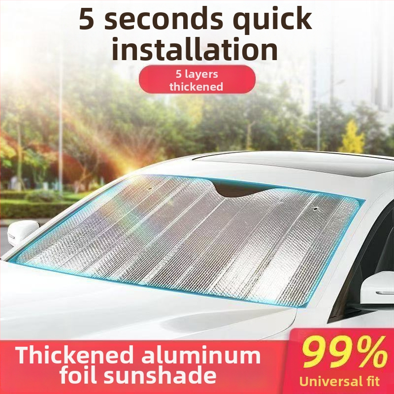 Автомобилен слънцезащитен щит за предното стъкло, алуминиево фолио, универсален, монтаж с вакуумни чашки