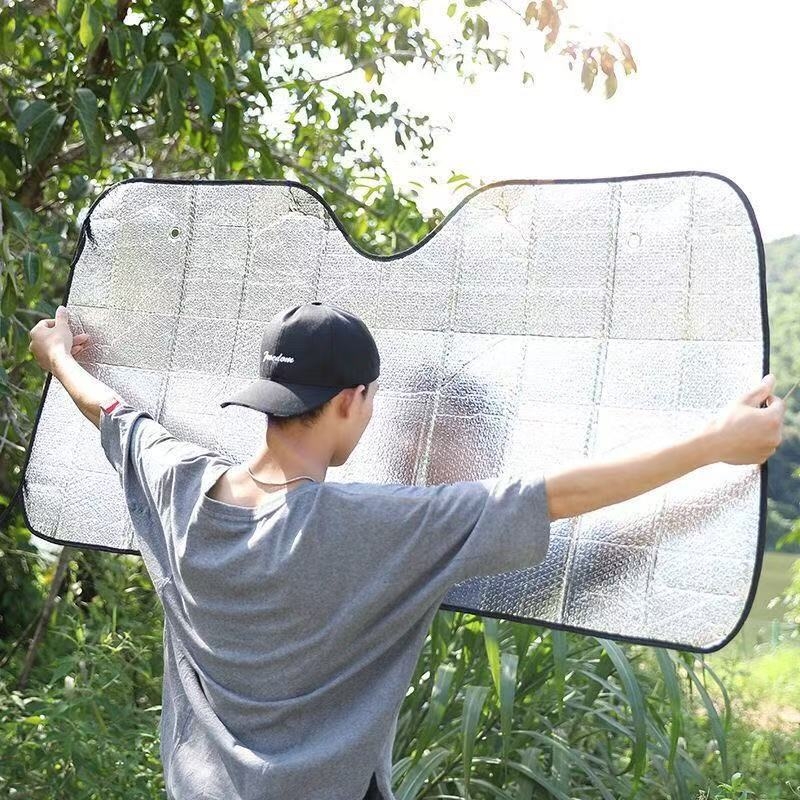 Автомобилен слънцезащитен щит за предното стъкло, алуминиево фолио, универсален, монтаж с вакуумни чашки