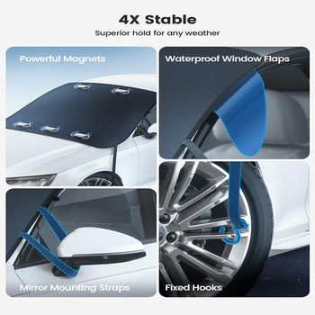 Покривало за предното стъкло на автомобил, 800D водоустойчив Oxford плат, телескопично универсално монтиране, минималистичен дизайн, 50% рециклирани материали