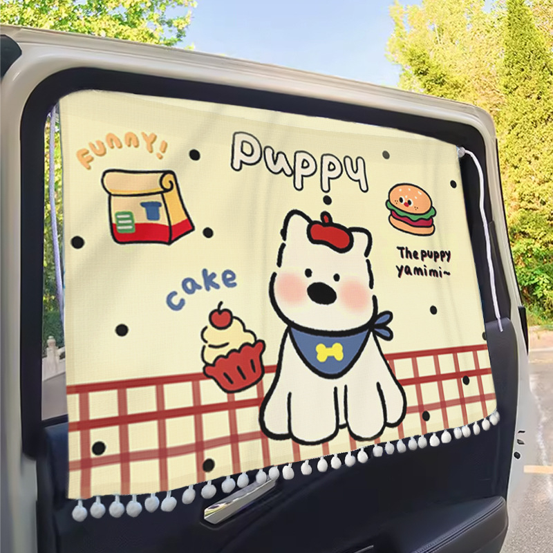 Auto sunshade za prednje staklo – vinil, teleskopsku ugradnju, crtani stil, animacijski motiv, moguć tisk logotipa, univerzalna prilagodba