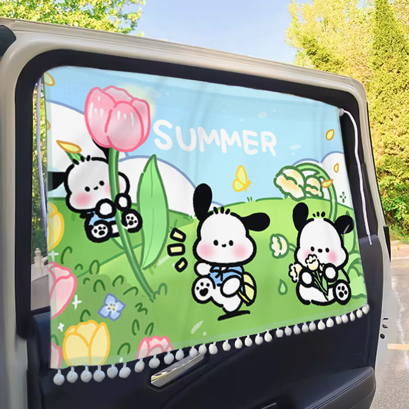 Auto sunshade za prednje staklo – vinil, teleskopsku ugradnju, crtani stil, animacijski motiv, moguć tisk logotipa, univerzalna prilagodba