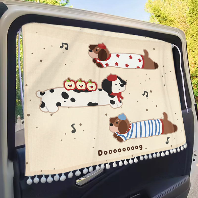 Auto sunshade za prednje staklo – vinil, teleskopsku ugradnju, crtani stil, animacijski motiv, moguć tisk logotipa, univerzalna prilagodba
