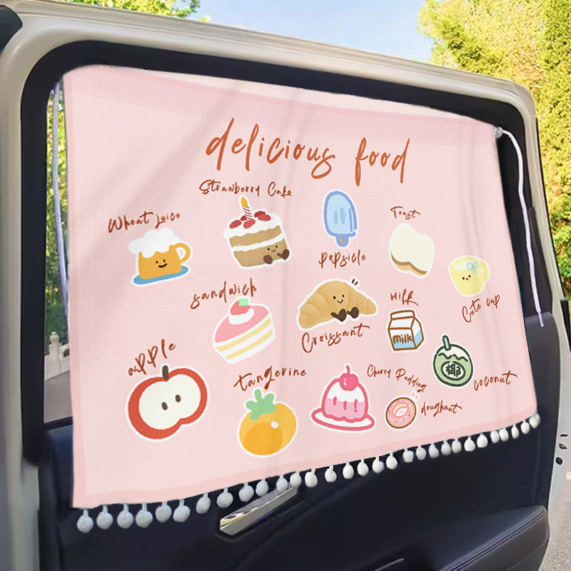 Auto sunshade za prednje staklo – vinil, teleskopsku ugradnju, crtani stil, animacijski motiv, moguć tisk logotipa, univerzalna prilagodba
