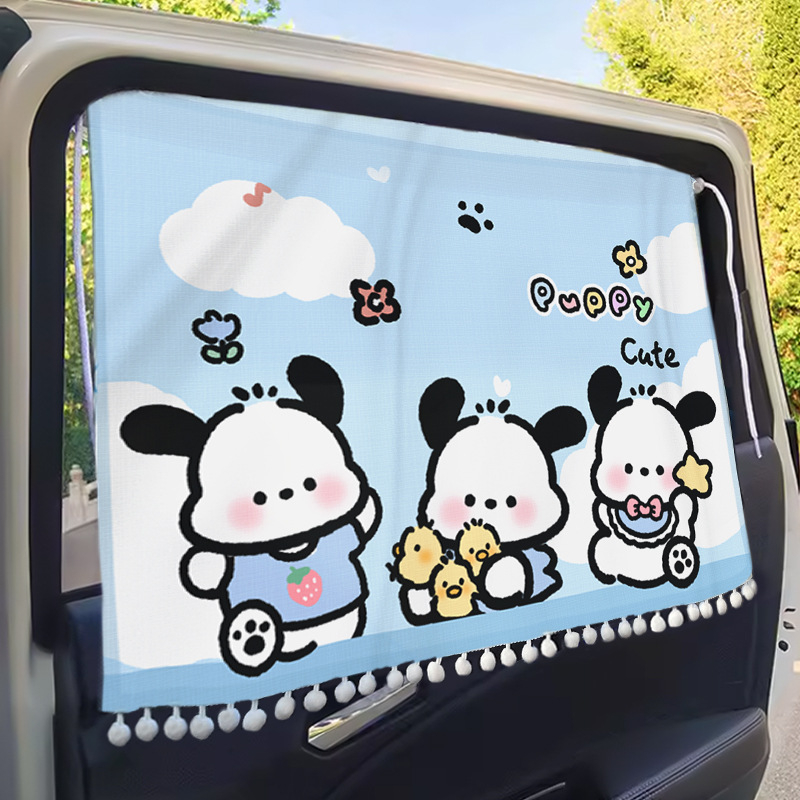 Auto sunshade za prednje staklo – vinil, teleskopsku ugradnju, crtani stil, animacijski motiv, moguć tisk logotipa, univerzalna prilagodba
