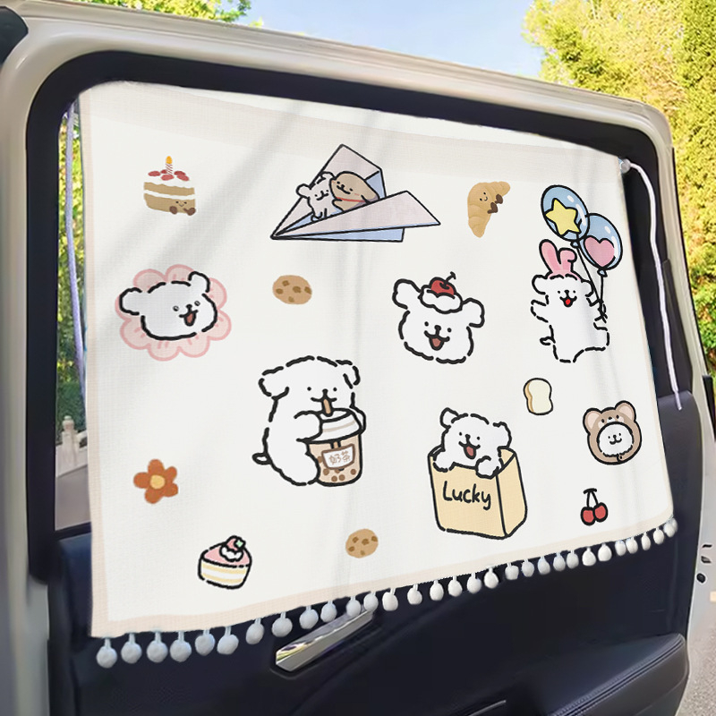 Auto sunshade za prednje staklo – vinil, teleskopsku ugradnju, crtani stil, animacijski motiv, moguć tisk logotipa, univerzalna prilagodba