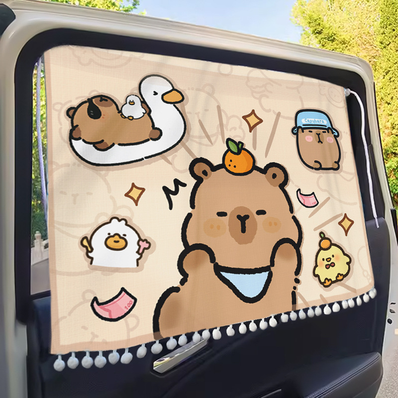 Auto sunshade za prednje staklo – vinil, teleskopsku ugradnju, crtani stil, animacijski motiv, moguć tisk logotipa, univerzalna prilagodba