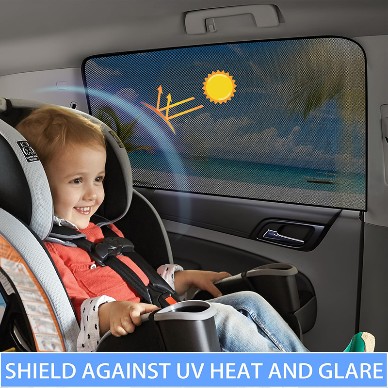 Mágneses nylon hálós autóablak árnyékoló, univerzális illeszkedés, könnyű és összecsukható, minimalist stílus