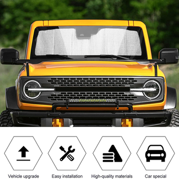 Предно стъкло слънцезащитна щора с двустранно алуминиево фолио, щипково монтиране, съвместима с Ford Mustang 2021–2023 и Bronco 2024, намалява вътрешната температура