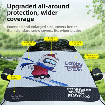 Protecție pentru zăpadă a mașinii și parbrizul frontal – stil gros, universal, din compozit de folie de aluminiu, montaj încorporat