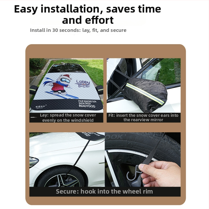 Auto lume kate ja esiklaasi katte – paksendatud multikakunsti stiil, universaalne, alumiiniumilfila koosseis, sisseehitatud paigaldus