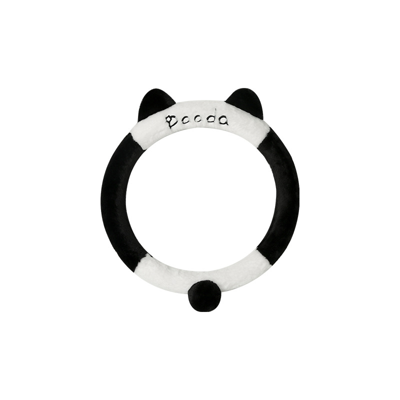 Autókormányvédő borítás — Panda rajz, téli plüss, csúszásmentes, univerzális illeszkedés, rövid plüss felület