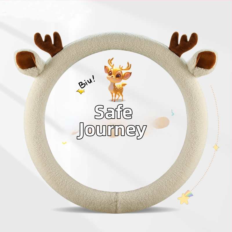 Autó kormánykerék huzat Starry Secret - téli plüss anyag, D-alakú dizájn, csúszásmentes, univerzális felszerelés