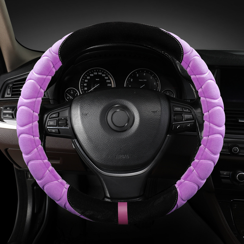 Rövid plüss kormányvédő, csíkos mintával, téli univerzális illeszkedés, csúszásmentes felület