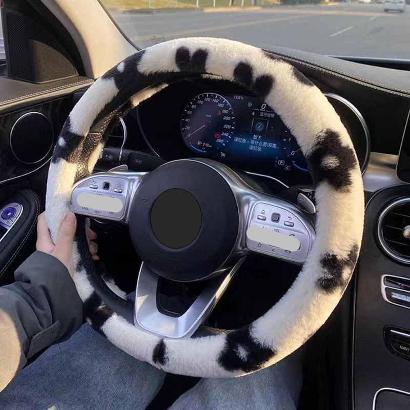 Kormánykerék huzat, mű plüssből, rajzfilm-stílus, téli, univerzális illeszkedés