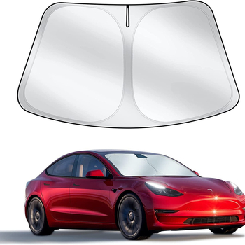 Sklopiva prednja zaštita od sunca za Tesla, tkanina s premazom u srebrnoj boji, model 3YS
