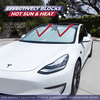 Sklopiva prednja zaštita od sunca za Tesla, tkanina s premazom u srebrnoj boji, model 3YS