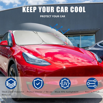Sklopiva prednja zaštita od sunca za Tesla, tkanina s premazom u srebrnoj boji, model 3YS