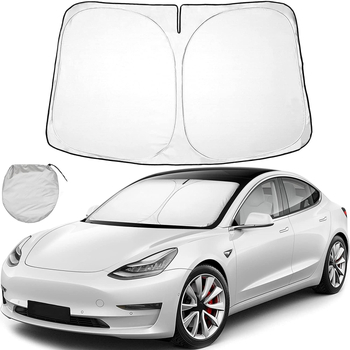Sklopiva prednja zaštita od sunca za Tesla, tkanina s premazom u srebrnoj boji, model 3YS
