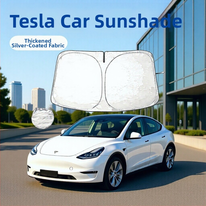Sklopiva prednja zaštita od sunca za Tesla, tkanina s premazom u srebrnoj boji, model 3YS