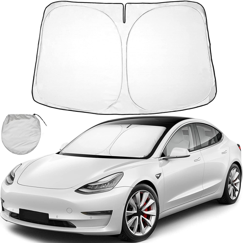 Sklopiva prednja zaštita od sunca za Tesla, tkanina s premazom u srebrnoj boji, model 3YS