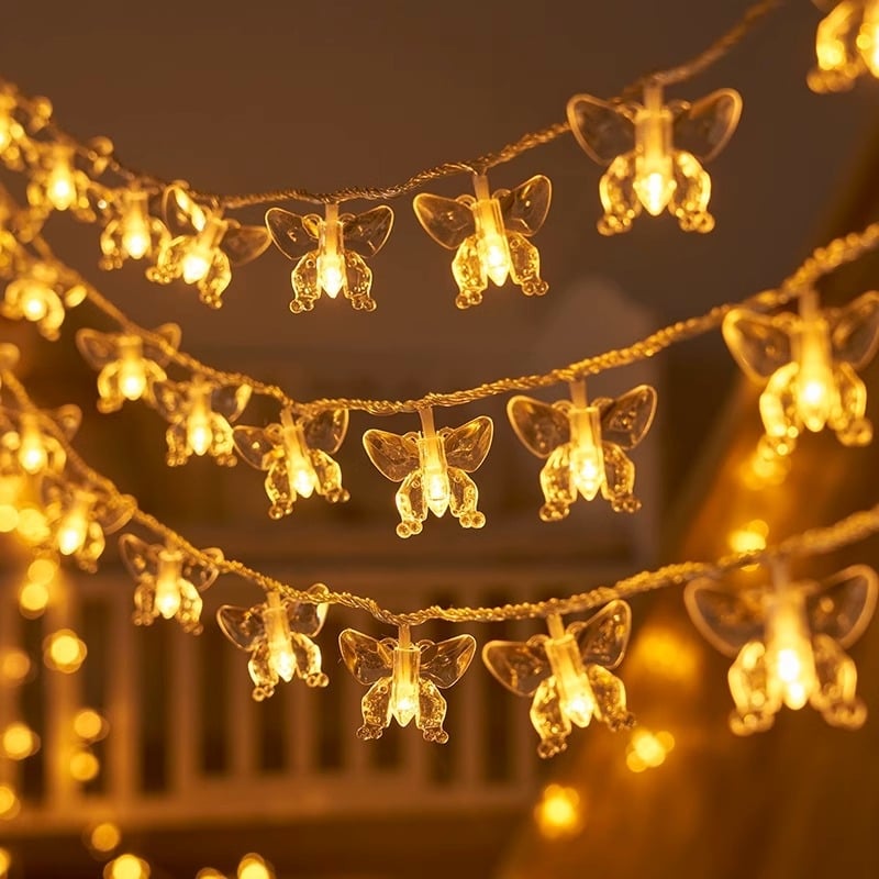 Pillangó LED függönyfény, 30 LED, 220V, 3000K, IP42, beltéri/kültéri használatra