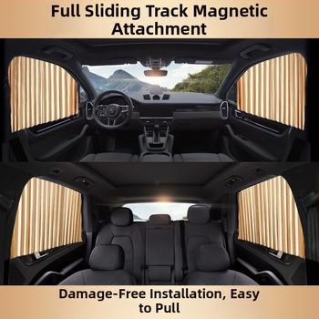 Автомобилен сенник за прозореца с автоматично удължаваща се магнитна релса; Материал: нетъкан текстил; Вид: отразителен; Окачване: ламелно