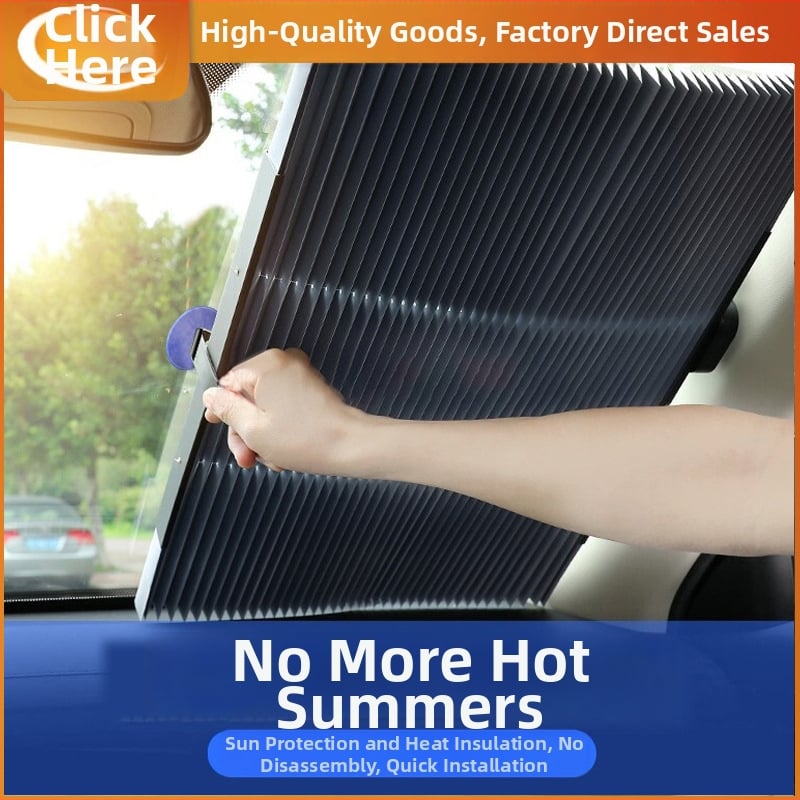 Automobilio priekinio stiklo skydelis nuo saulės su automatiniu ištempimu ir sulankstomu dizainu, tvirtinimas siurbtuku, medžiaga aliuminio folija, logotipo spauda