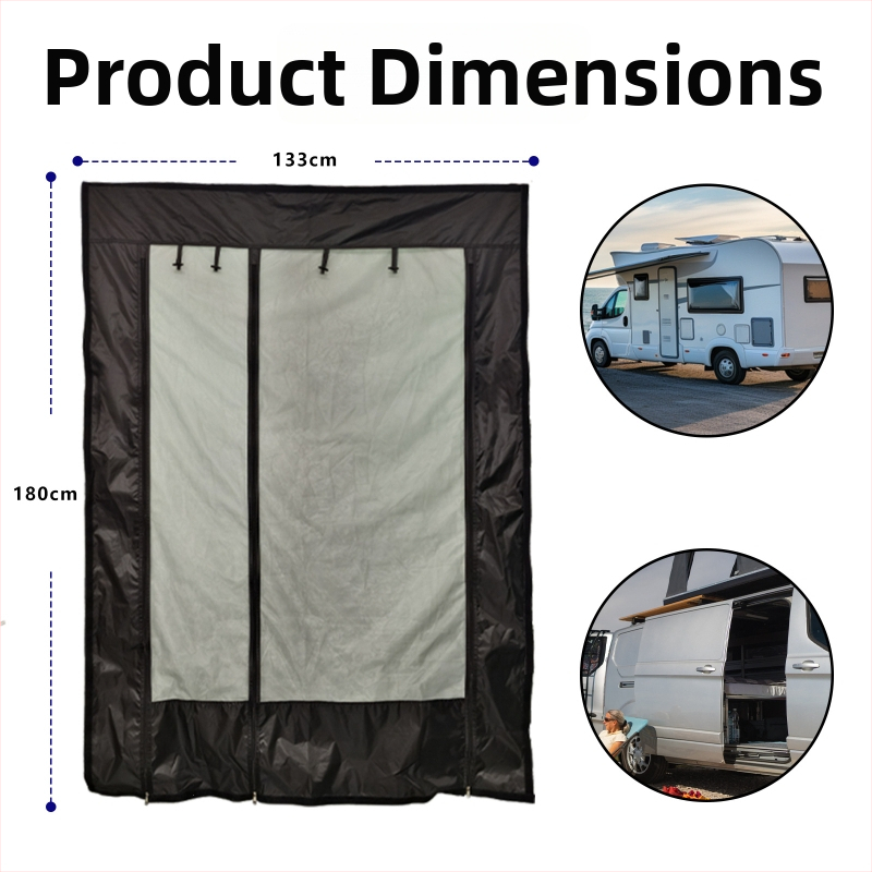 Polüesterist läbipaistev rulokardin karavani ukse jaoks, hingav, täielik kattuvus, putukate kaitse