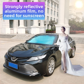 Automobilio priekinė saulės skydelio užuola, ištraukiama, aliuminio folijos šilumos izoliacijai, tvirtinimas siurbtukais, suderinama su konkrečiais transporto priemonėmis