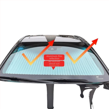 Automobilio priekinė saulės skydelio užuola, ištraukiama, aliuminio folijos šilumos izoliacijai, tvirtinimas siurbtukais, suderinama su konkrečiais transporto priemonėmis