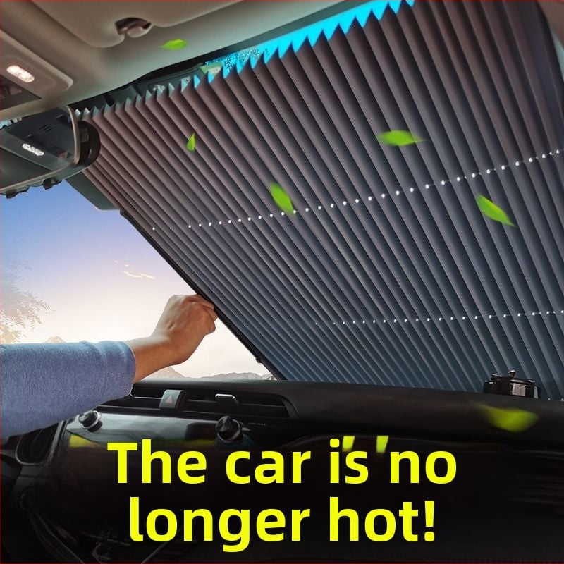 Automobilio priekinė saulės skydelio užuola, ištraukiama, aliuminio folijos šilumos izoliacijai, tvirtinimas siurbtukais, suderinama su konkrečiais transporto priemonėmis