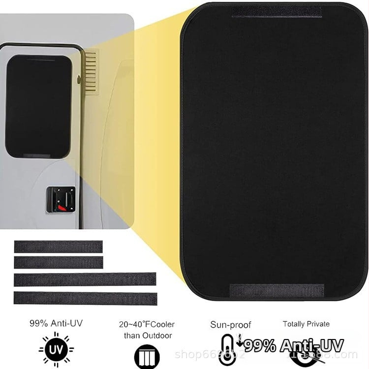 RV automobiliui skydas nuo saulės, atspindintis tipas, ritininė užuolaida, magnetinė juosta ir Velcro, 300D sumuštinio putų aliuminio plėvelė