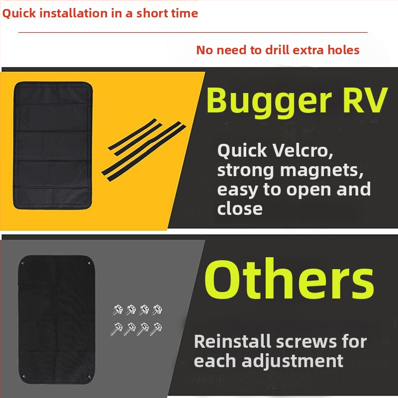 RV auto päikesekaitse, peegeldav tüüp, rullkardin, magnetlint ja Velcro, 300D sendvič-alumiiniumfoolium