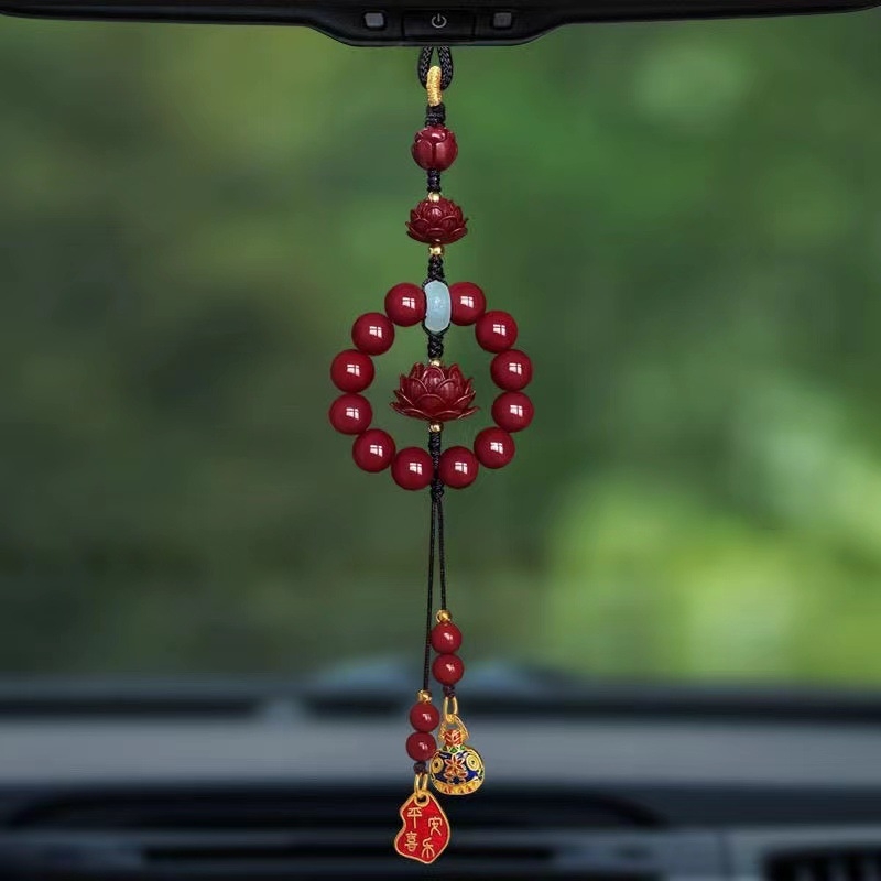 Unutarnja viseć ukras za automobil — cinnabar lotos, kineski tradicionalni stil, aromatska funkcija, prilagodljivo