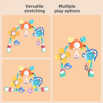 Beebile karjatatav mänguasi klipsi ja vilinaga – pöörlemine, heli, kahekordne kasutus, plastikust (0-3 aastat)