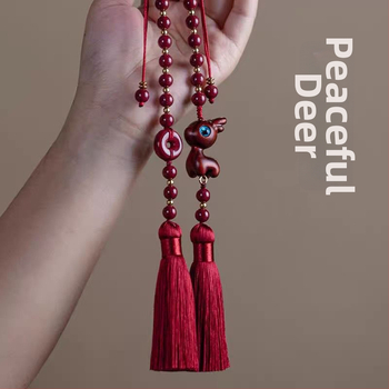 Cinabaro automobilio pakabukas galinio vaizdo veidrodėliui – kinų tradicinio stiliaus vidinis dekoras, automobilių papuošalas