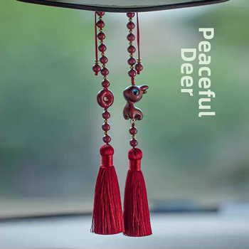 Cinabaro automobilio pakabukas galinio vaizdo veidrodėliui – kinų tradicinio stiliaus vidinis dekoras, automobilių papuošalas