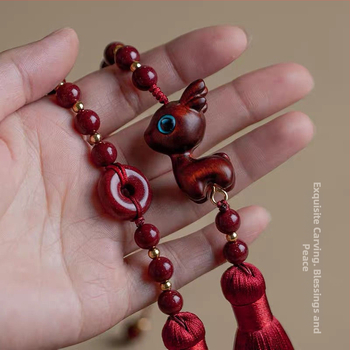 Cinabaro automobilio pakabukas galinio vaizdo veidrodėliui – kinų tradicinio stiliaus vidinis dekoras, automobilių papuošalas