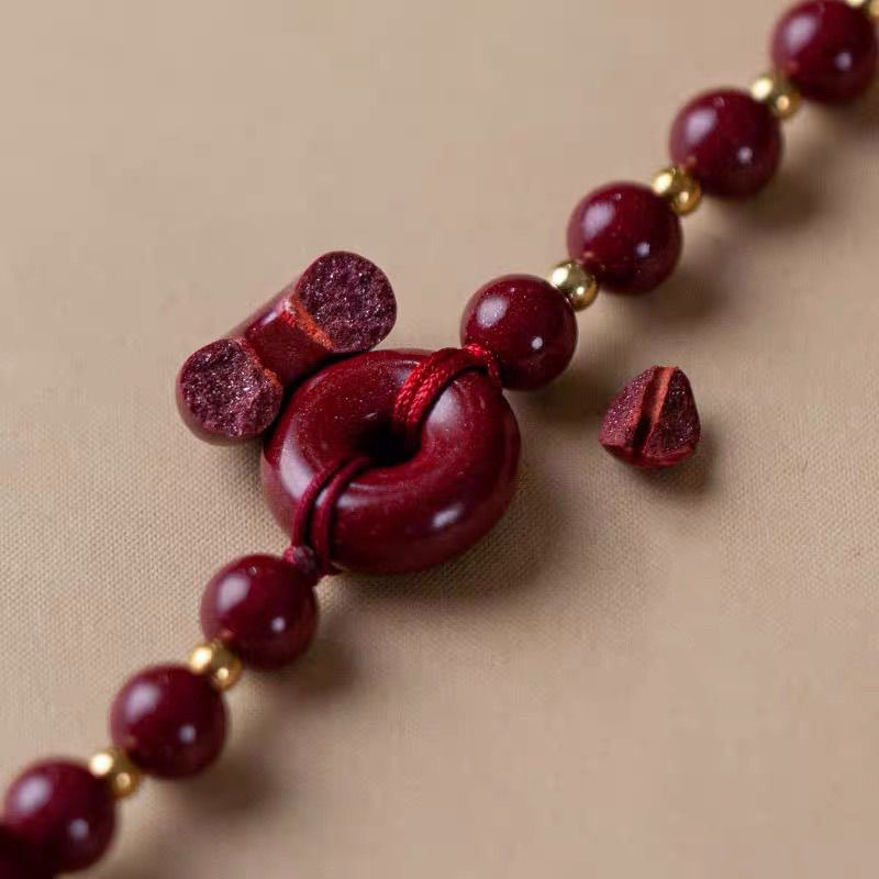 Cinabaro automobilio pakabukas galinio vaizdo veidrodėliui – kinų tradicinio stiliaus vidinis dekoras, automobilių papuošalas