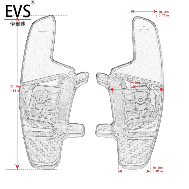 Ivy Speed EVS anglies pluošto pavarų svirtis vairui Golf 7, pritaikomos