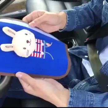 Dječji jastuk za sigurnosni pojas s karikaturnim dizajnom – 100% pamuk, Velcro kopča, 120 g, Mingyang