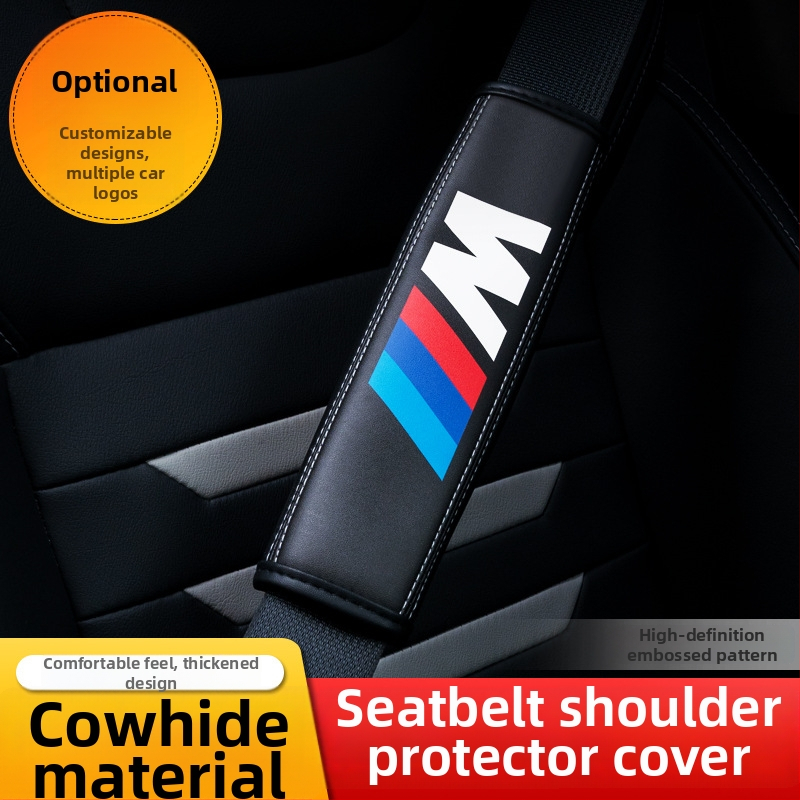 Ülésöv vállvédő párna szett, bőrdíszítés, testreszabható, logó nyomtatással