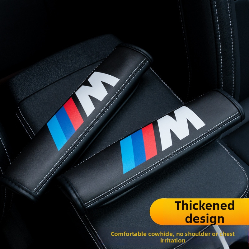 Ülésöv vállvédő párna szett, bőrdíszítés, testreszabható, logó nyomtatással