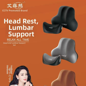 Effie Bear Autófejtámla és lumbális párna készlet memóriahab töltettel, műplüss huzattal, egyszínű, egész éves használatra